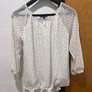 Women's Polka Dot Tie-Hem Blouse
